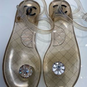 Chanel jelly flat rhinestone sandal